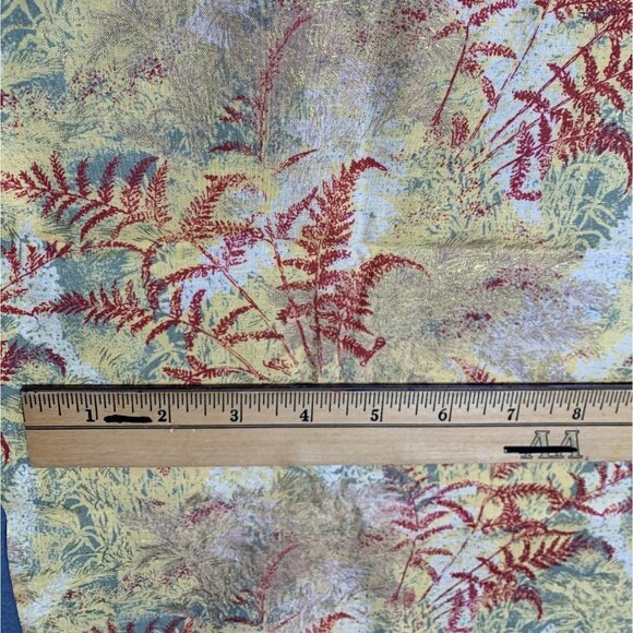 Fern-Themed Decorative Fabric Yellow Red & Green "NaturEscapes" Pattern 19" x 42 - Picture 3 of 6